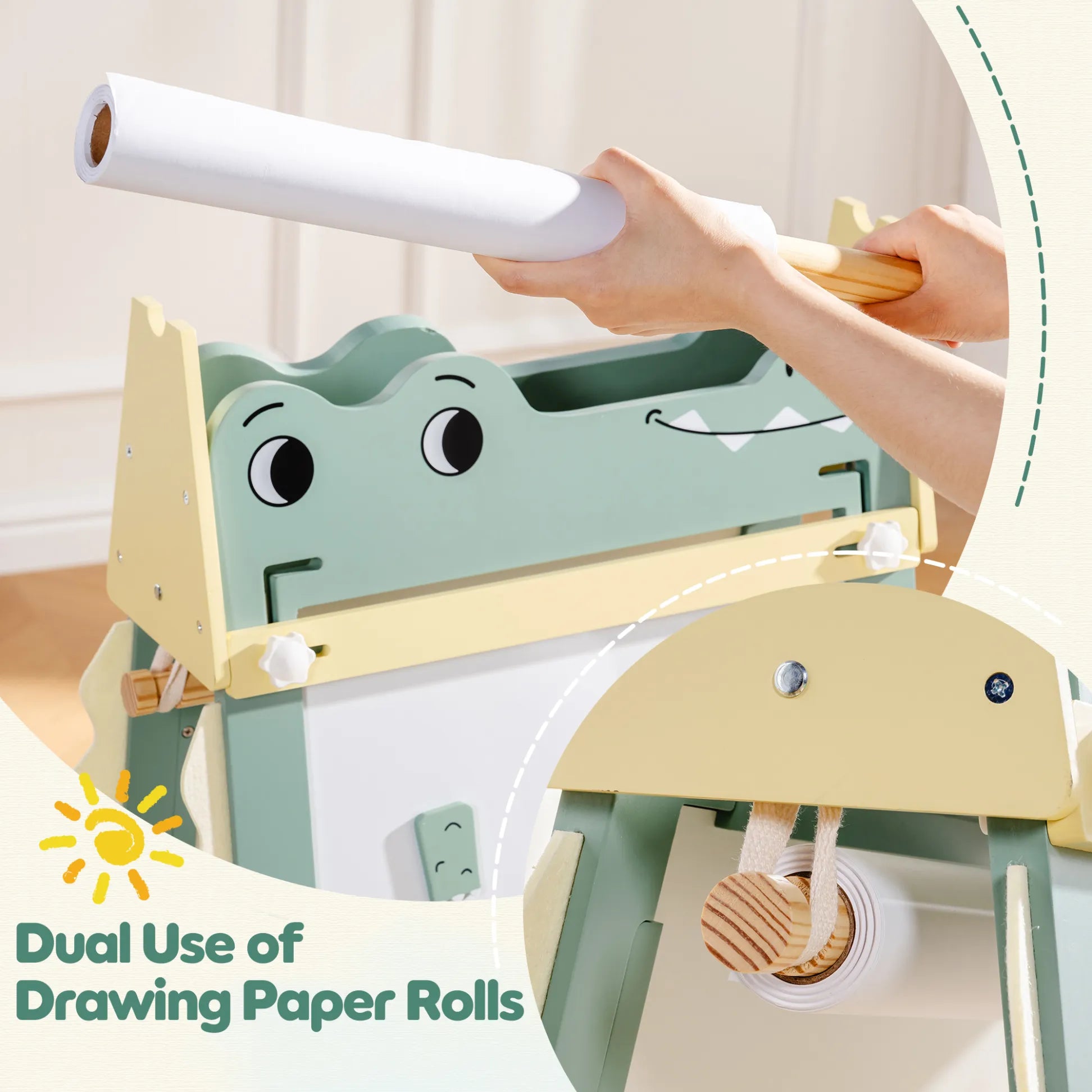 ROBUD Wooden Adjustable Crocodile Easel for Kids